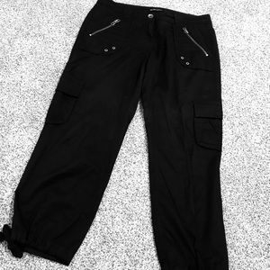 Black Cropped Cotton Chinos